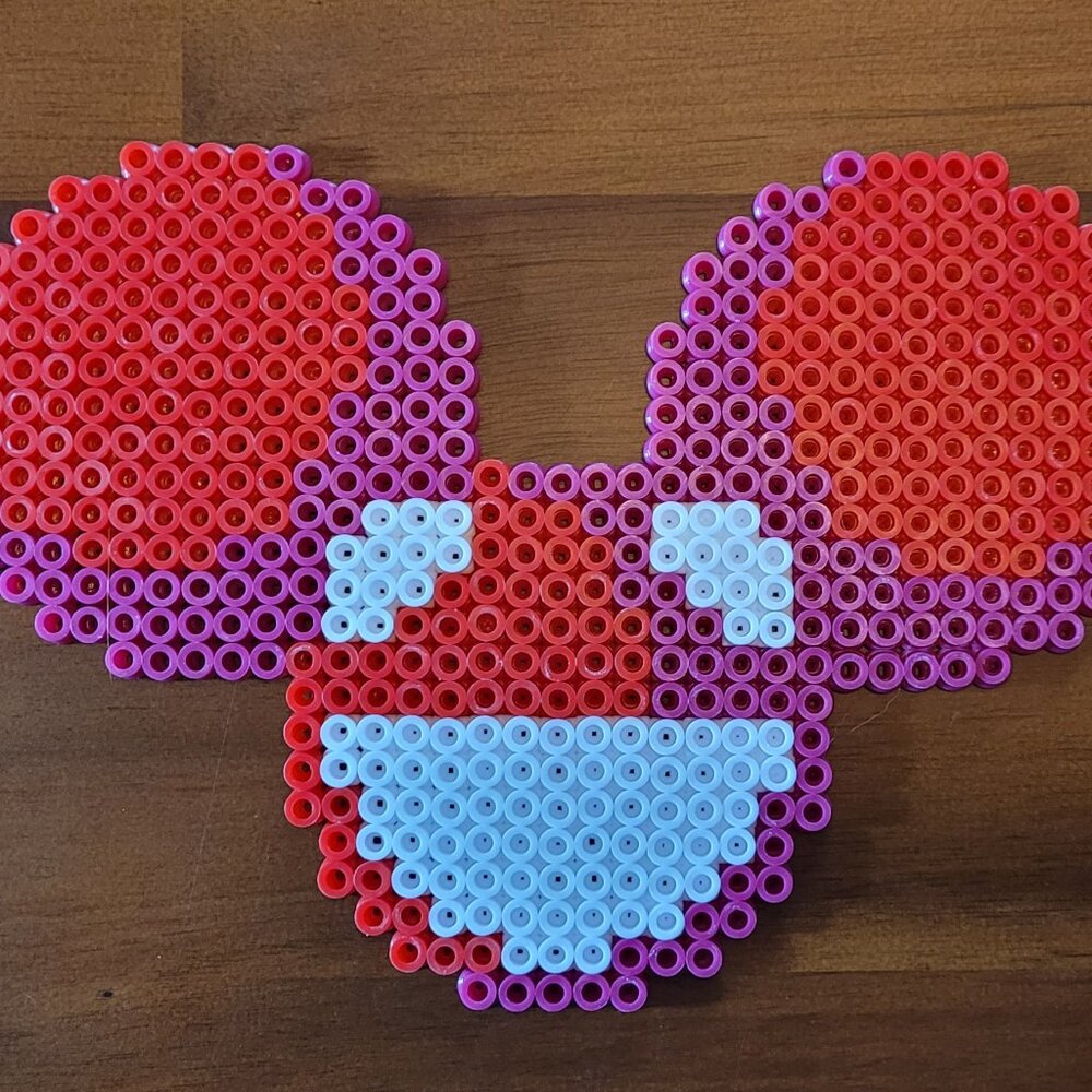 Deadmau5 logo made from perler beads.